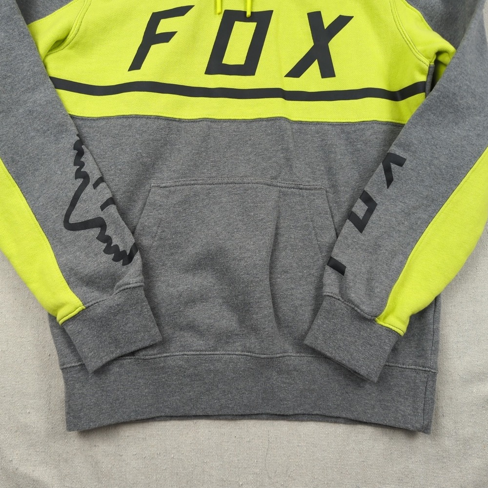 Fox Racing Hoodie Mens  Small Grey Yellow Activewear Pull Over‎ - Picture 3 of 13